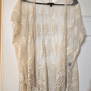 Cream Lace Kimono Cardigan